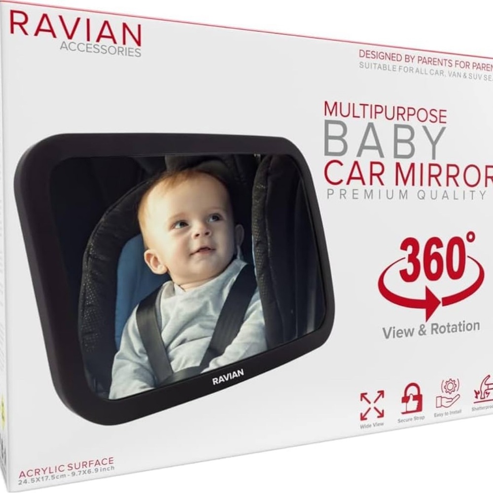 Raviani Baby Car Mirror with Black Frame
